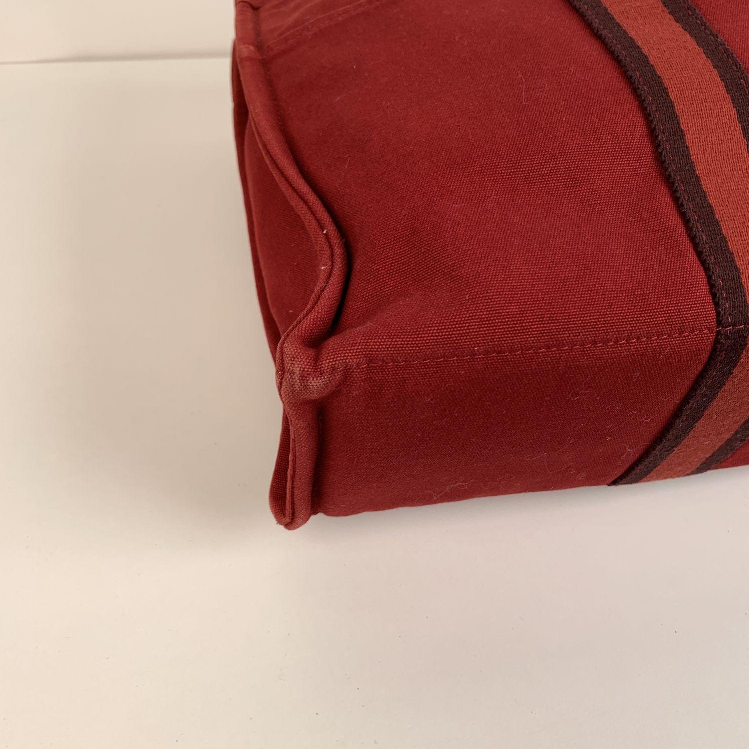 Hermes Paris Vintage Red Cotton Tote Fourre Tout MM Bag 4