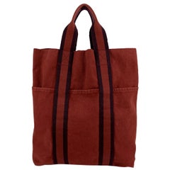 Hermes Paris Vintage Red Fourre Tout Vertical Shopping Bag Tote