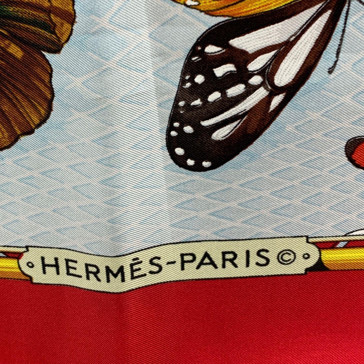 Beige Hermes Paris Vintage Red Silk Farandole 1985 Caty Latham