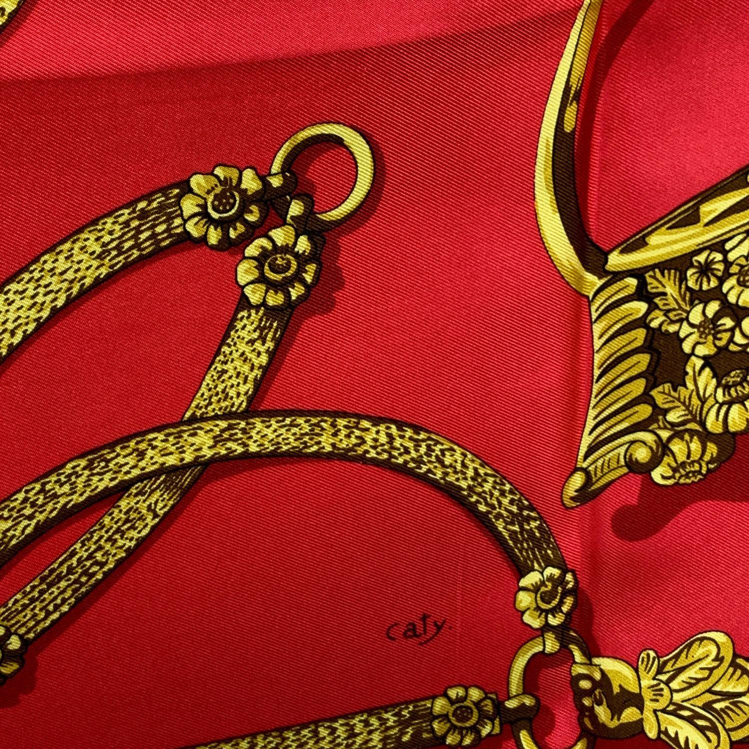 Hermes Paris Vintage Red Silk Scarf Gaucho 1978 Caty Latham In Good Condition In Rome, Rome