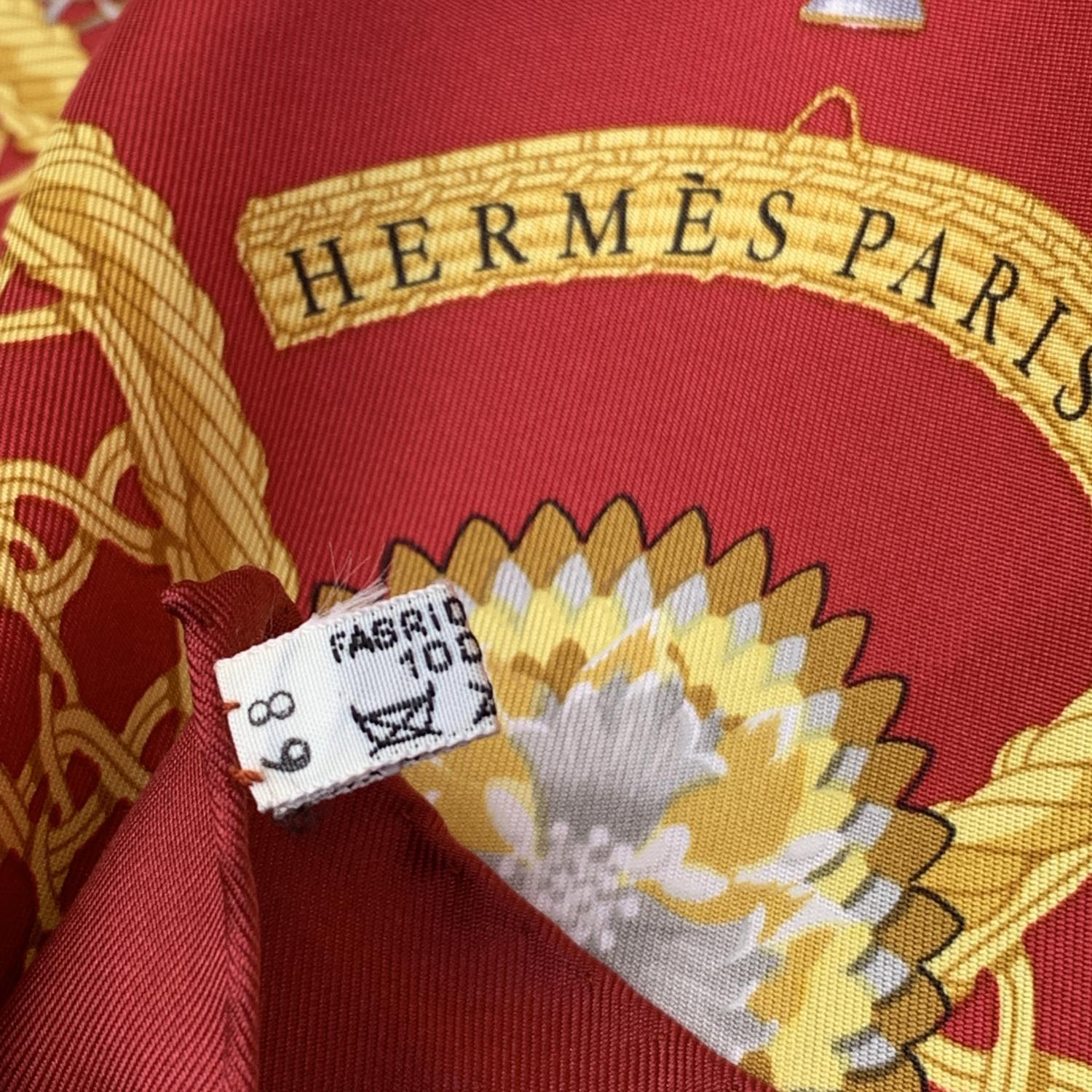 Hermes Paris Vintage Red Silk Scarf Voitures Paniers 1984 Julie Abadie 3