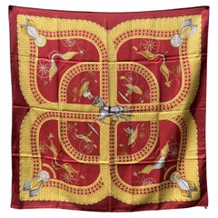 Roter Seidenschal Voitures Paniers von Hermès Paris, Vintage 1984 Julie Abadie