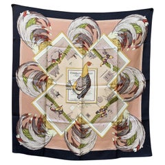 Hermes Paris Vintage Silk Scarf 1954 Combats de Coqs Hugo Grygkar