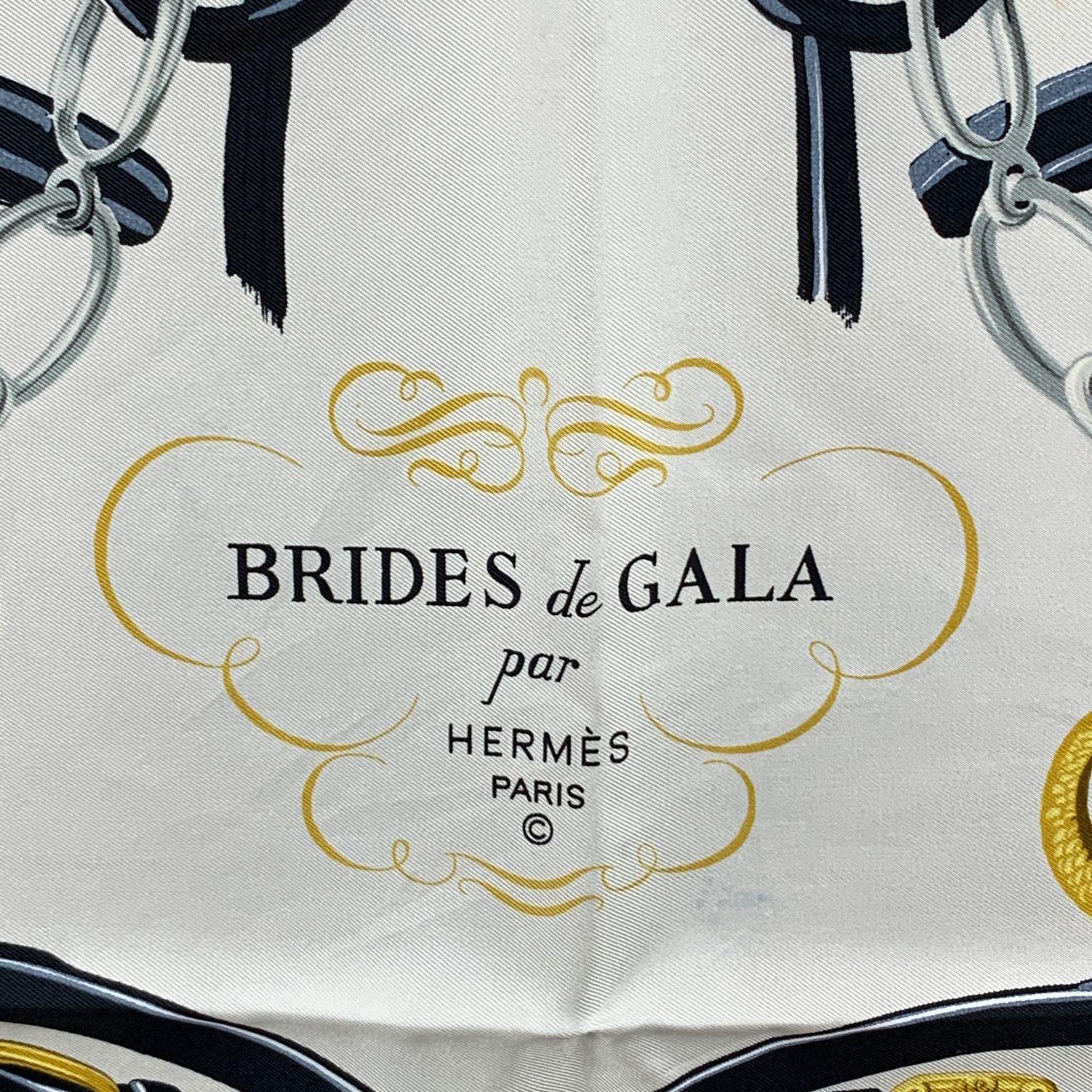 Black Hermes Paris Vintage Silk Scarf 1957 Brides de Gala Hugo Grygkar