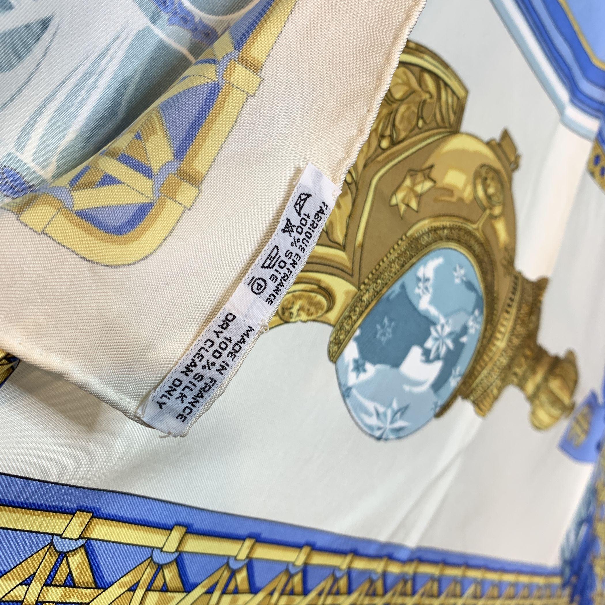 Gray Hermes Paris Vintage Silk Scarf 1971 Feux de Route Caty Latham For Sale
