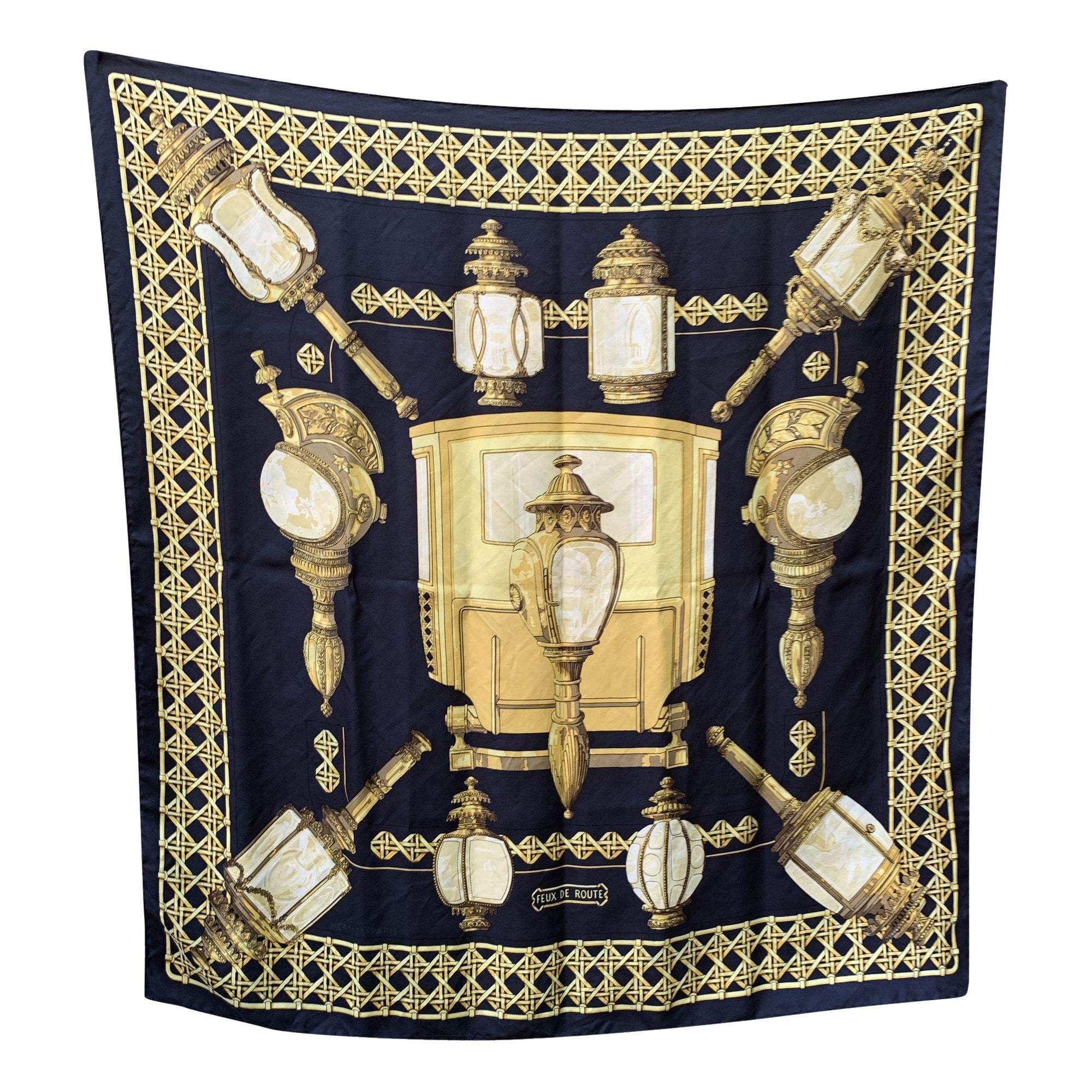 Hermes Paris Vintage Silk Scarf 1971 Feux de Route Caty Latham