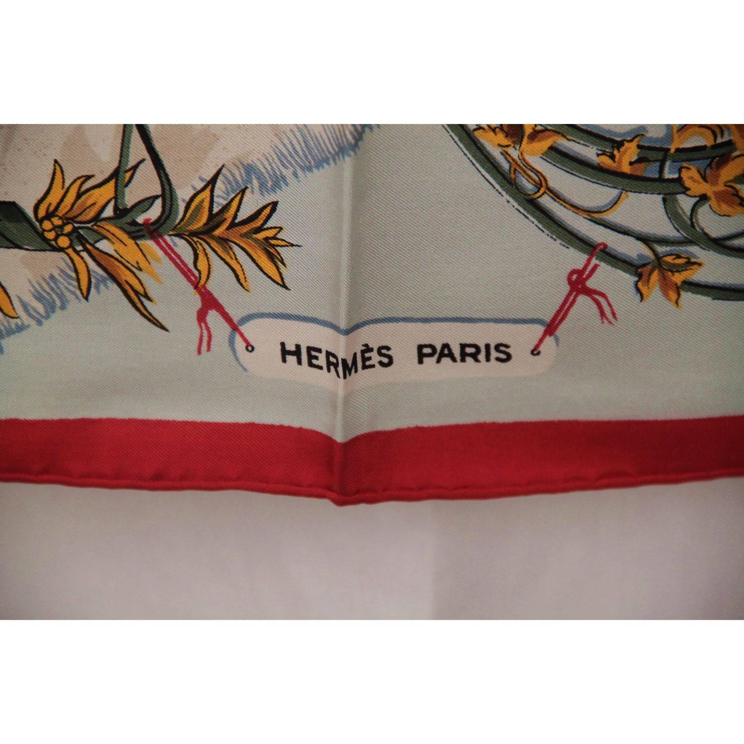 Herm\u00e8s silk Alsace scarf F DE LA PERRIERE 1960 designer shawl 35'' x 35''