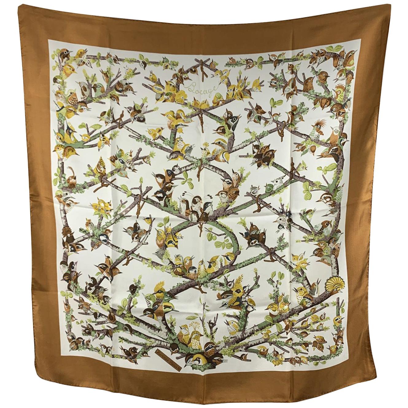 Hermes Paris Vintage Silk Scarf Bocage 1971 Anne Gavarni Brown at 1stDibs