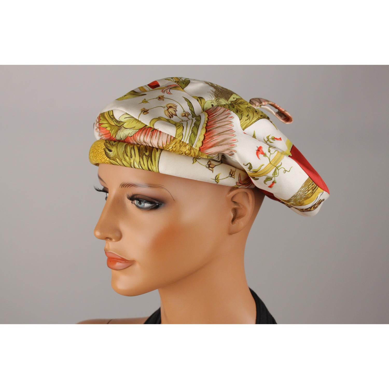 Hermes Paris Vintage Silk Scarf Cap Hat Ceres Maurice Tranchant In Good Condition In Rome, Rome