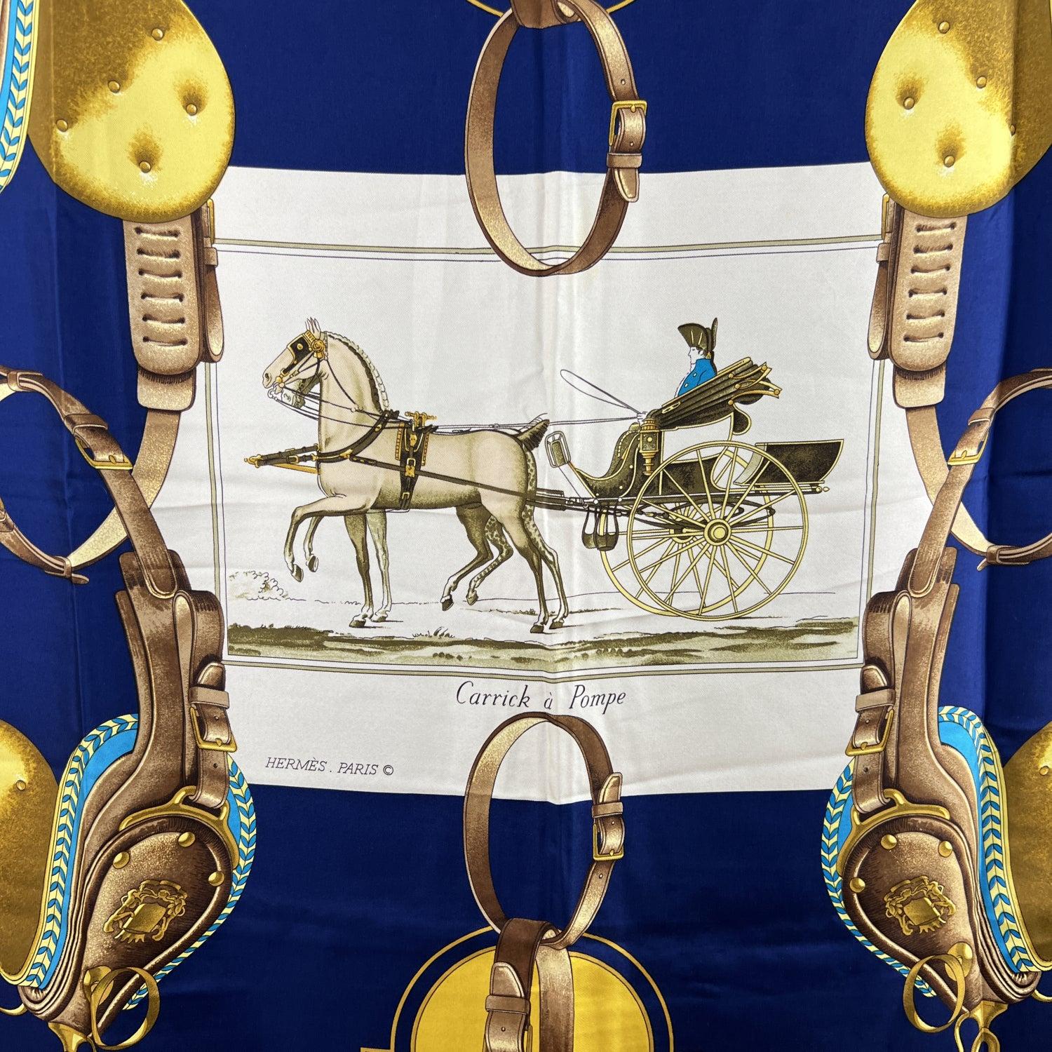Hermes Paris Vintage Silk Scarf Carrick a Pompe 1975 Latham In Good Condition For Sale In Rome, Rome