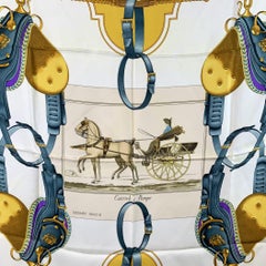 Hermes Paris Vintage Silk Scarf Carrick a Pompe 1975 Ledoux