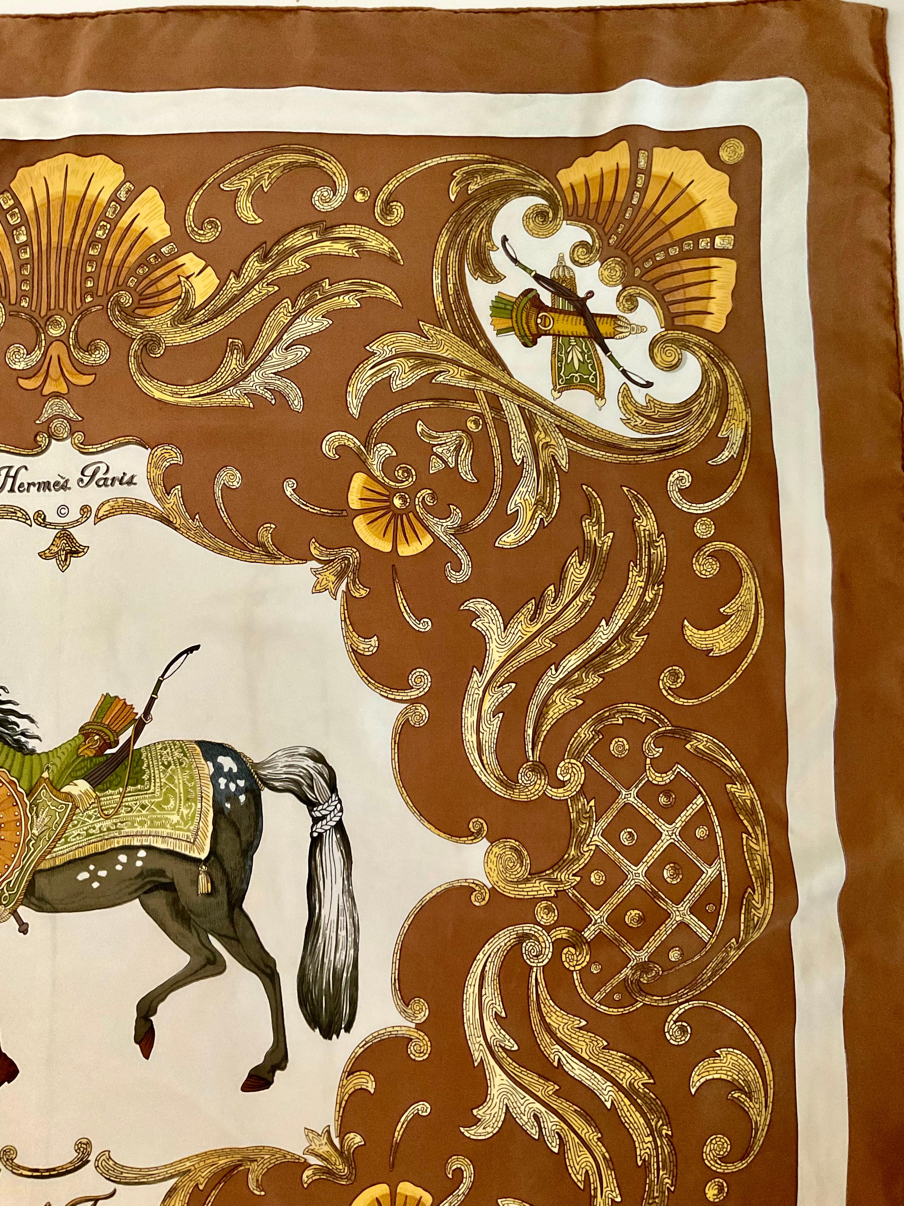 De las mujeres Hermes Paris Pañuelo de seda vintage Cheval Turc Christiane Vauzelles Años 80 en venta