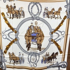 Hermes Paris Vintage Silk Scarf Equipages 1973 Philippe Ledoux