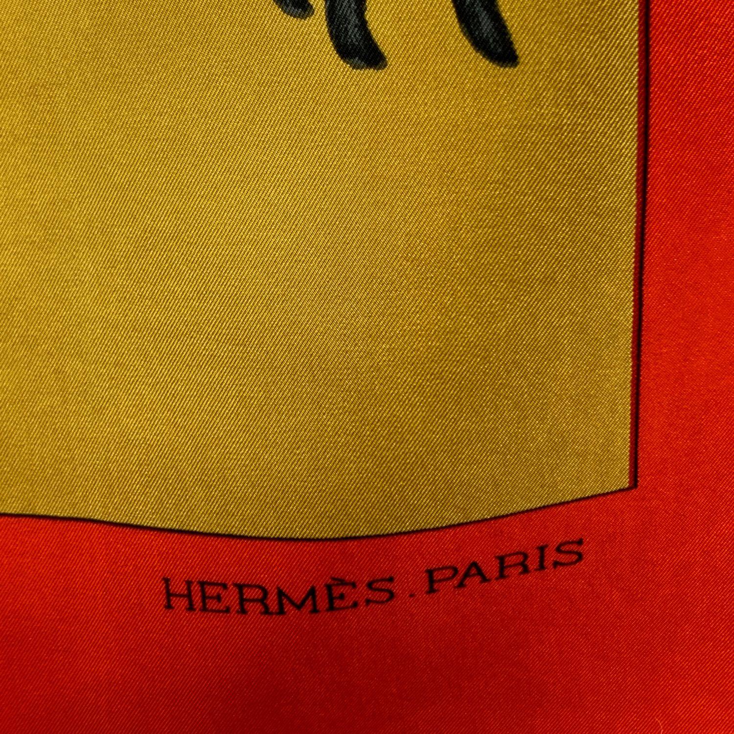 Seidenschal Jeunes Coqs 1966 Madame La Torre, Paris, Vintage (Braun)