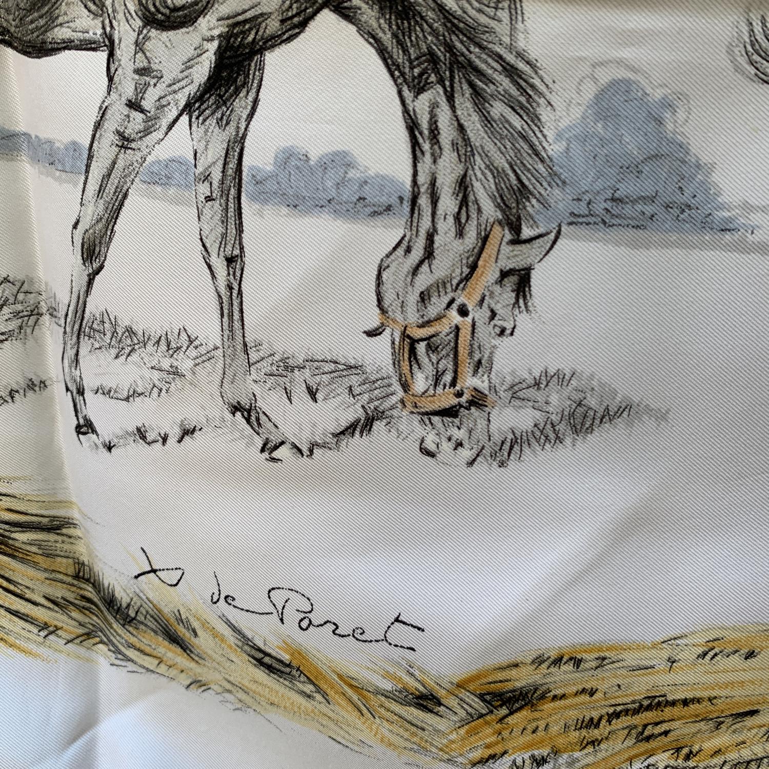 Hermes Paris Vintage Silk Scarf Les Poulains 1960 Xavier de Poret In Good Condition In Rome, Rome