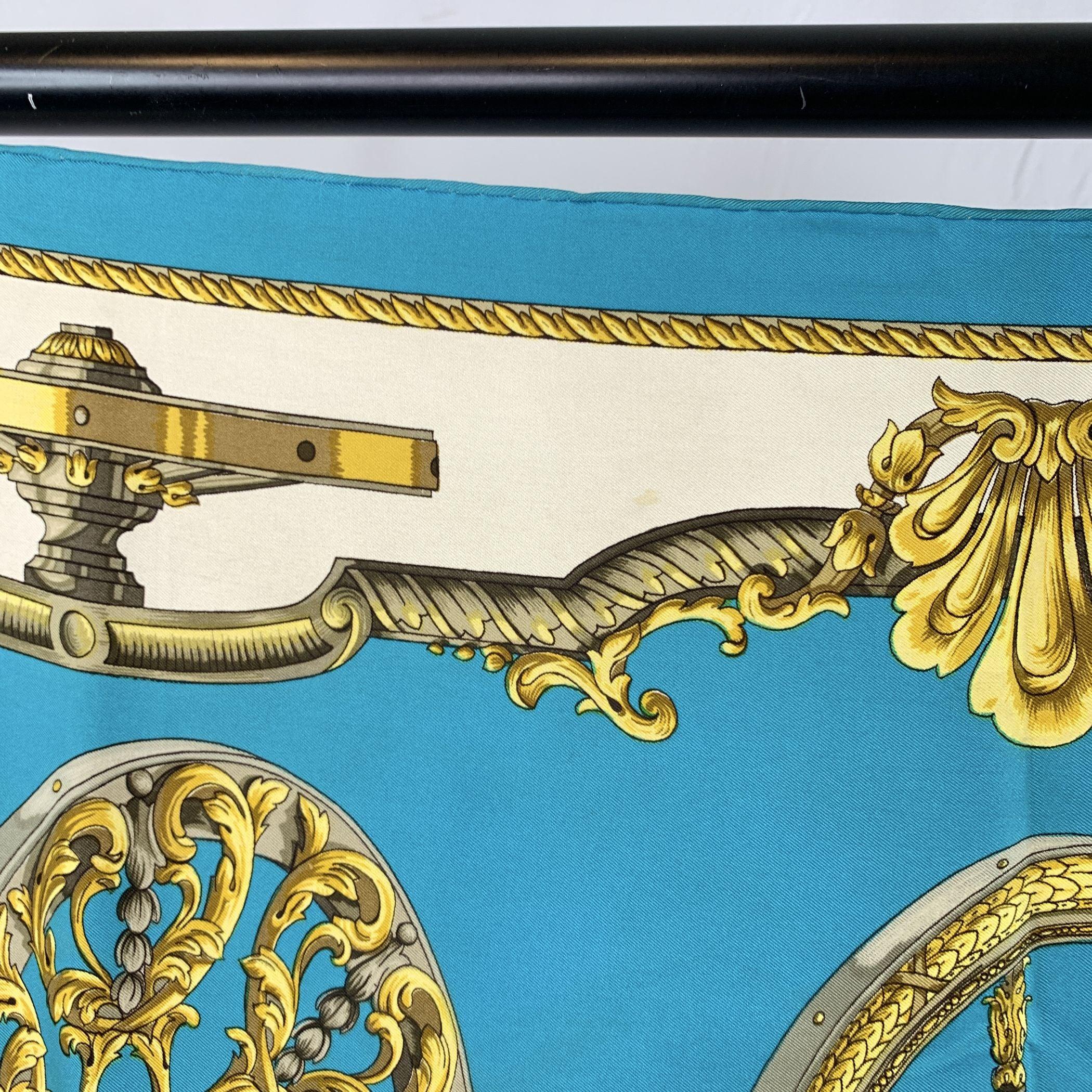 Hermes Paris Vintage Silk Scarf Roues de Canon 1967 Latham In Good Condition For Sale In Rome, Rome