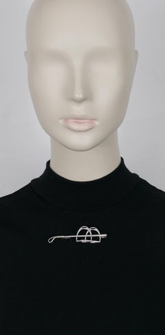 HERMES Paris Vintage Silver Stirrups and Whip Brooch