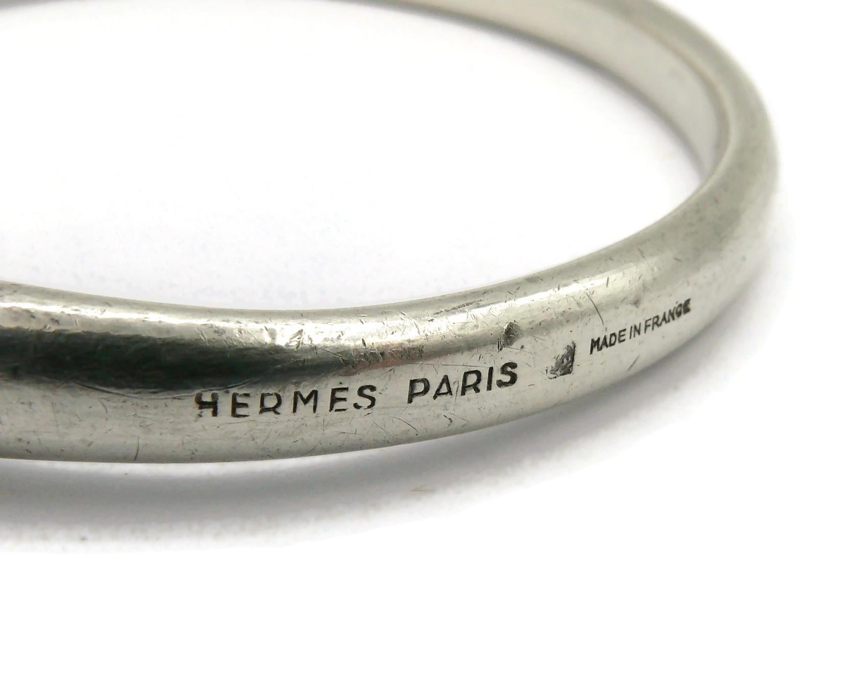 HERMES Paris Vintage Silver Tone Horse Head Bangle Bracelet For Sale 10