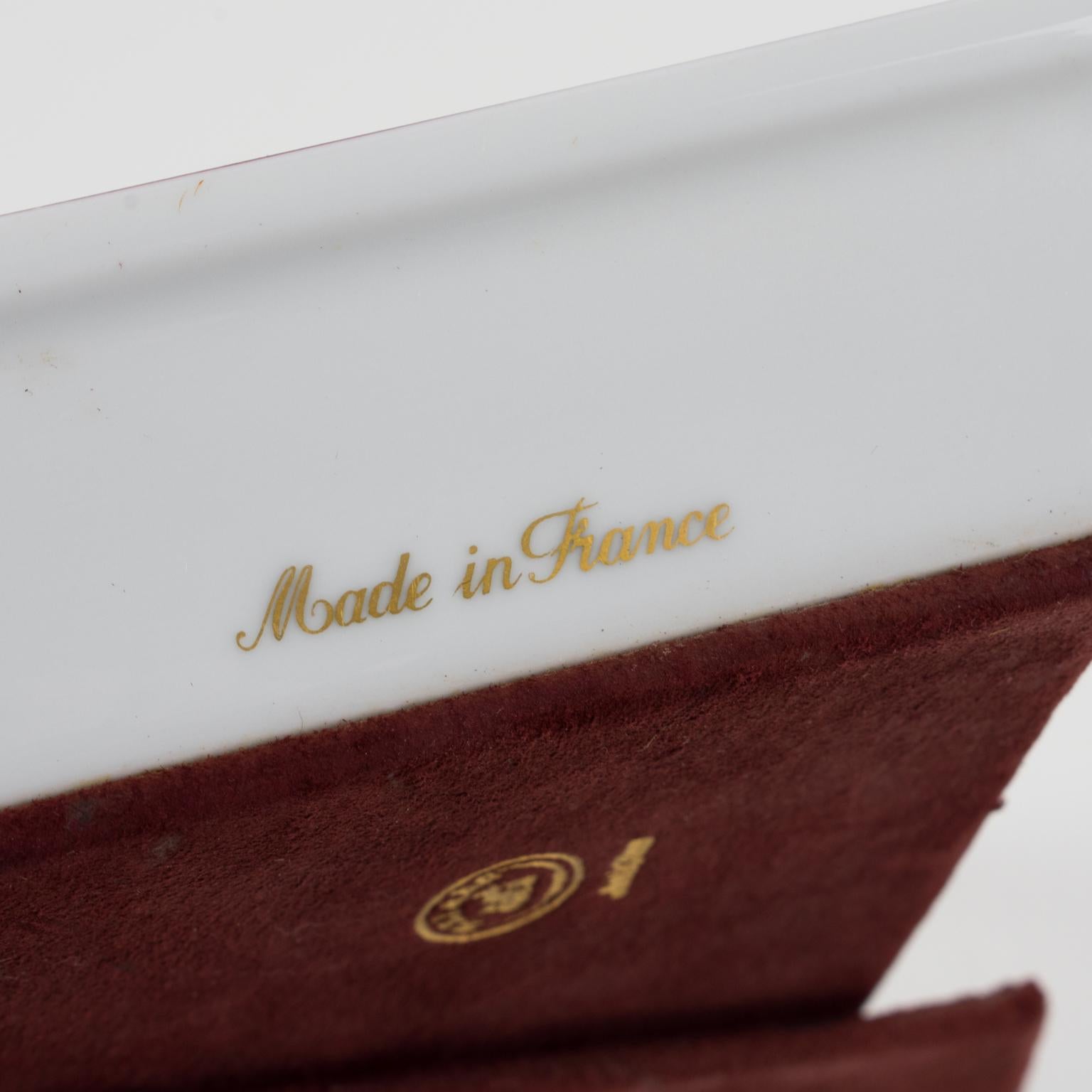 Hermes Paris White and Burgundy-Red Limoges Porcelain Picture Frame 4