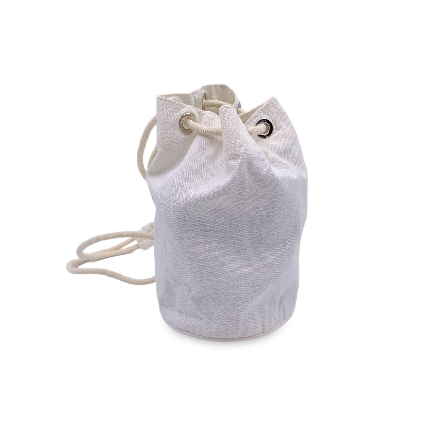 Gray Hermes Paris White Cotton Mini Sac Marine Sailor Handbag