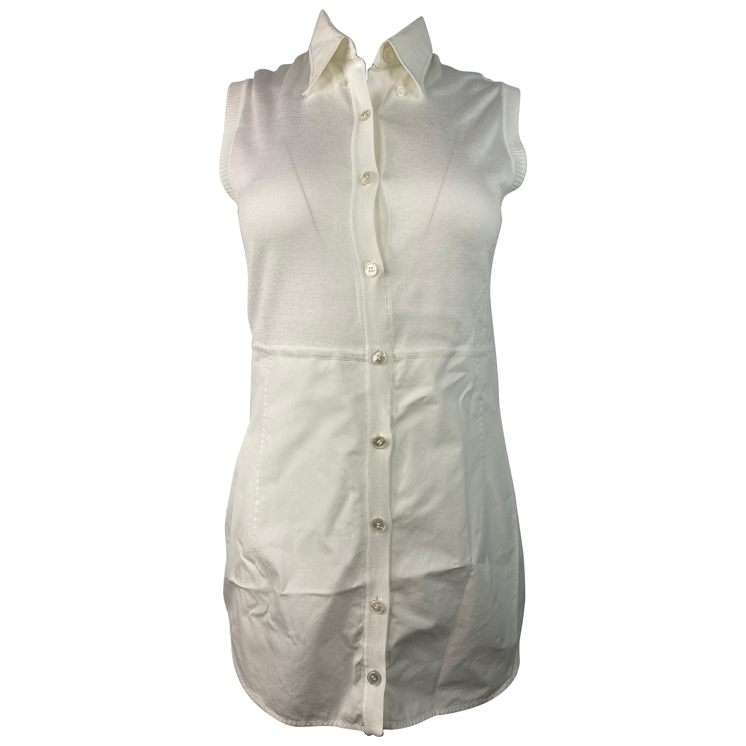 Hermes Paris White Sleeveless Top Size 38