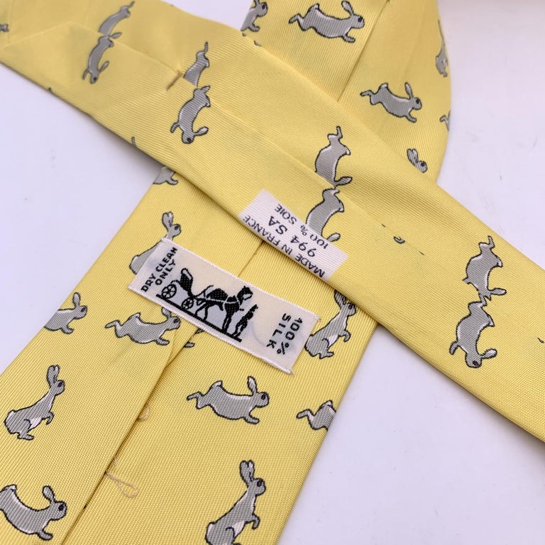 Ysl Necktie Rabbit Hermes Paris Yellow SilkTwill Rabbit Print Neck Tie 994 SA For Sale at ...