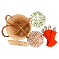 Park-Picknickkorb aus Korbweide und Leder von Hermes