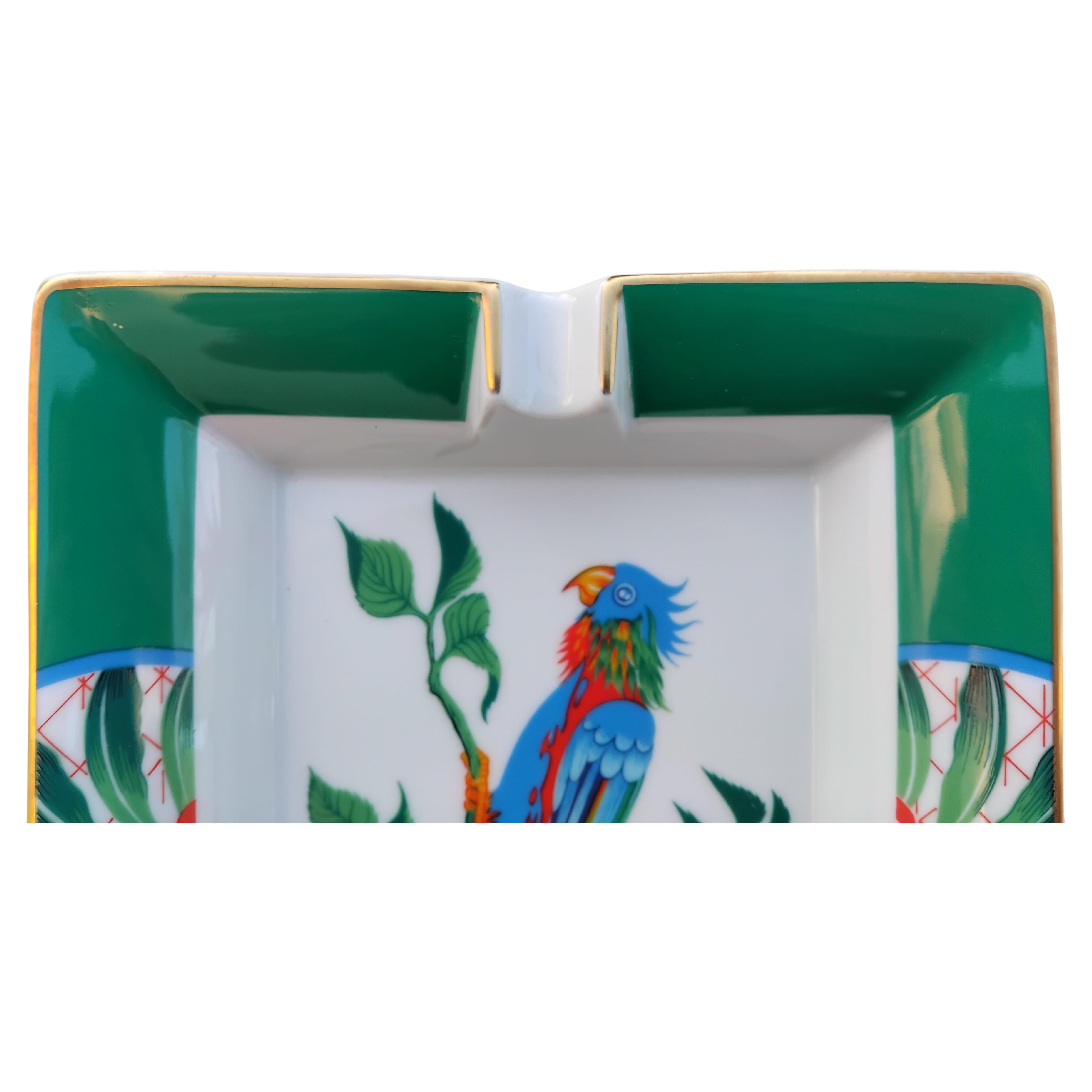 Hermès Papagei Vogel Druck Zigarren Aschenbecher ändern Tablett Porzellan im Angebot 2