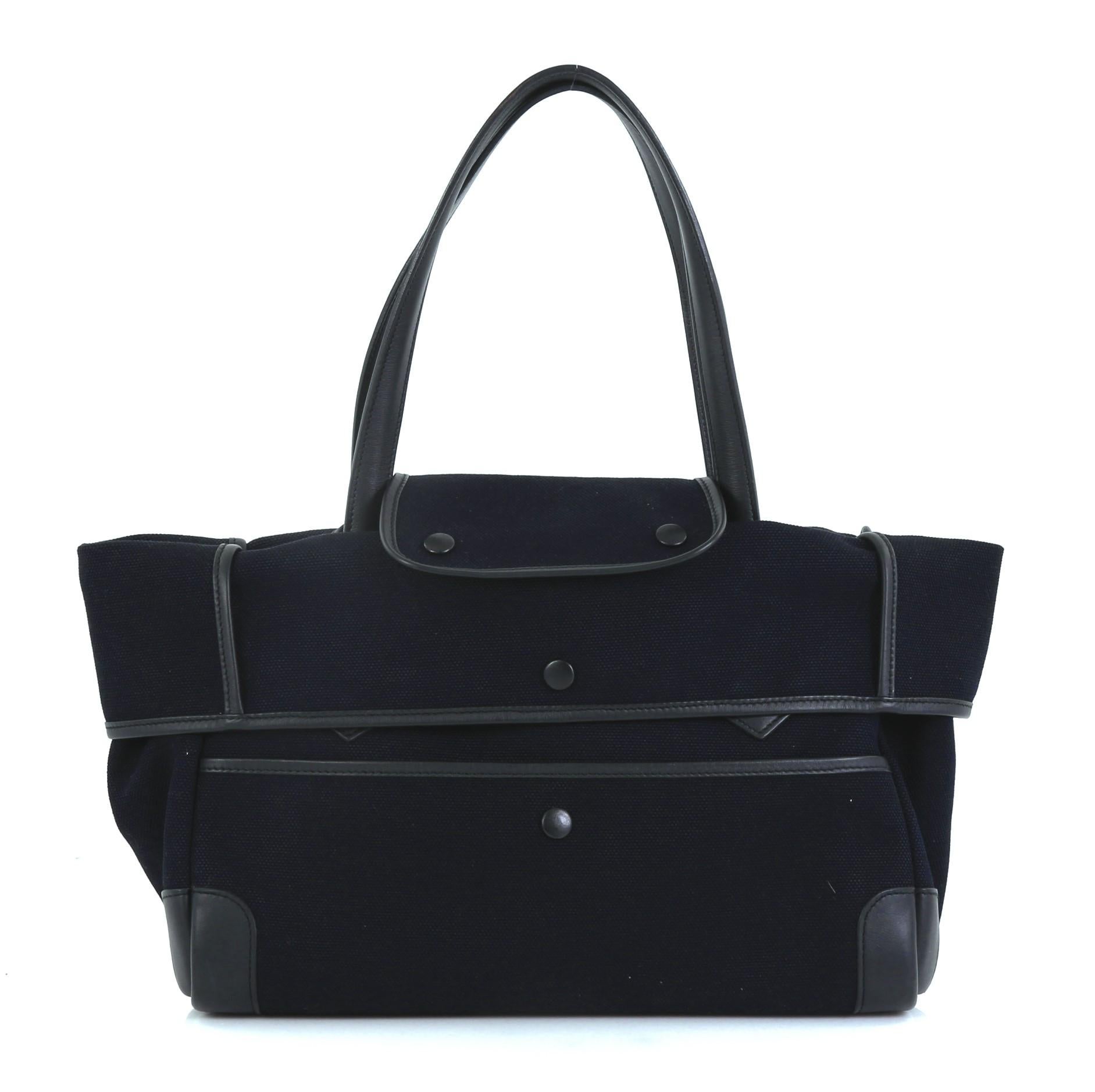 Black Hermes Passe-Passe Bag Toile and Leather 35