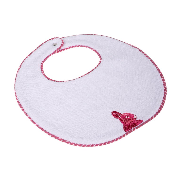 Gray Hermes Passe-Passe Round Bib Embroidered Rabbit Figue For Baby For Sale