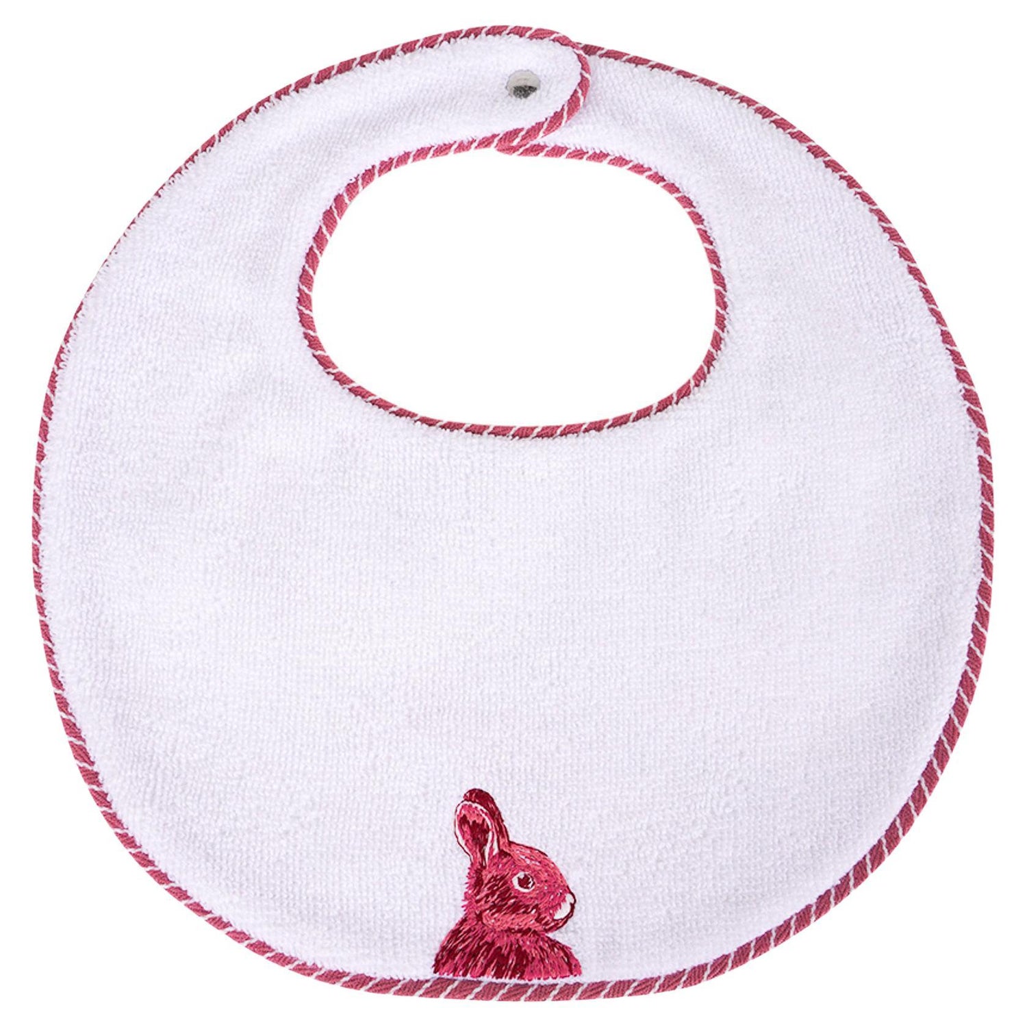 CUSTOM Name Embroidered Reversible Bib French Blue Toile 
