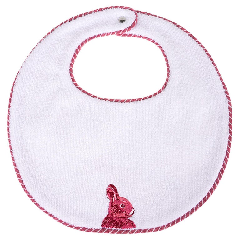 Hermes Passe-Passe Round Bib Embroidered Rabbit Figue For Baby For Sale