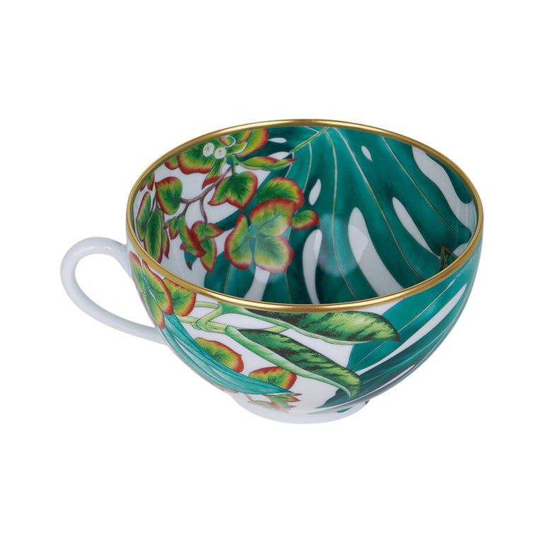 Hermes Passifolia Tea Cup and Saucer Set of Two New w/Box at 1stDibs