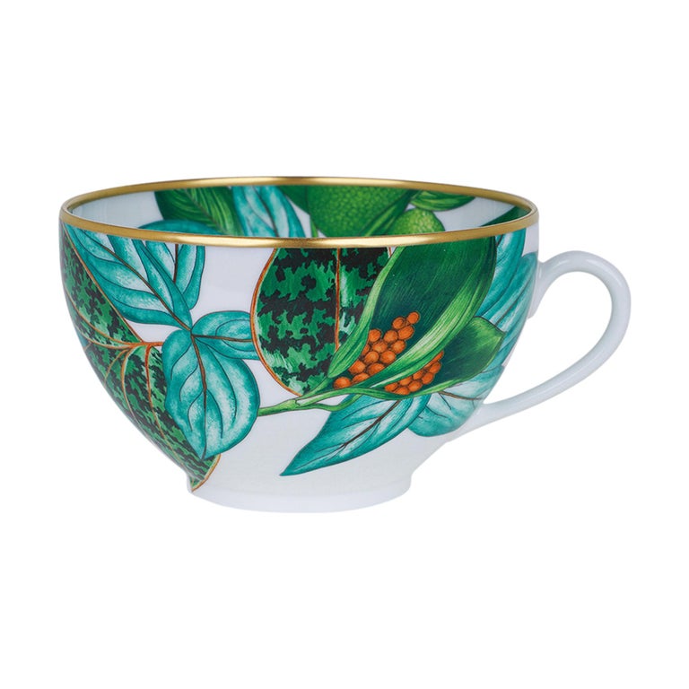 Hermes Passifolia Tea Cup and Saucer Set of Two New w/Box at 1stDibs