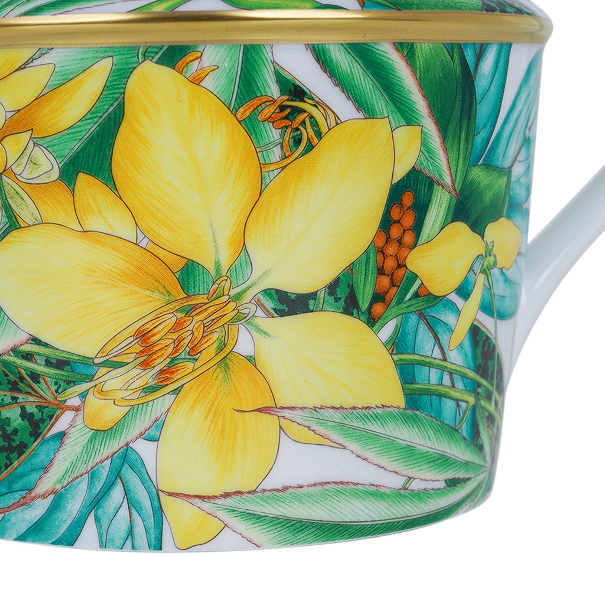 Hermes Passifolia Teapot Limoges Porcelain New w/Box 3