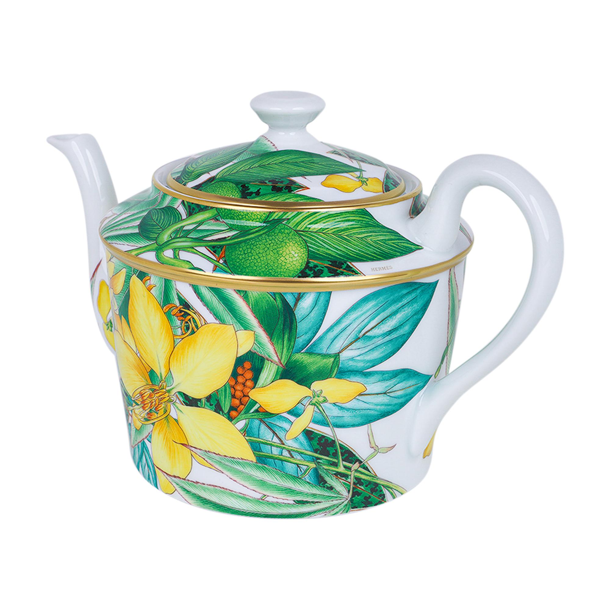 Women's or Men's Hermes Passifolia Teapot Limoges Porcelain New w/Box