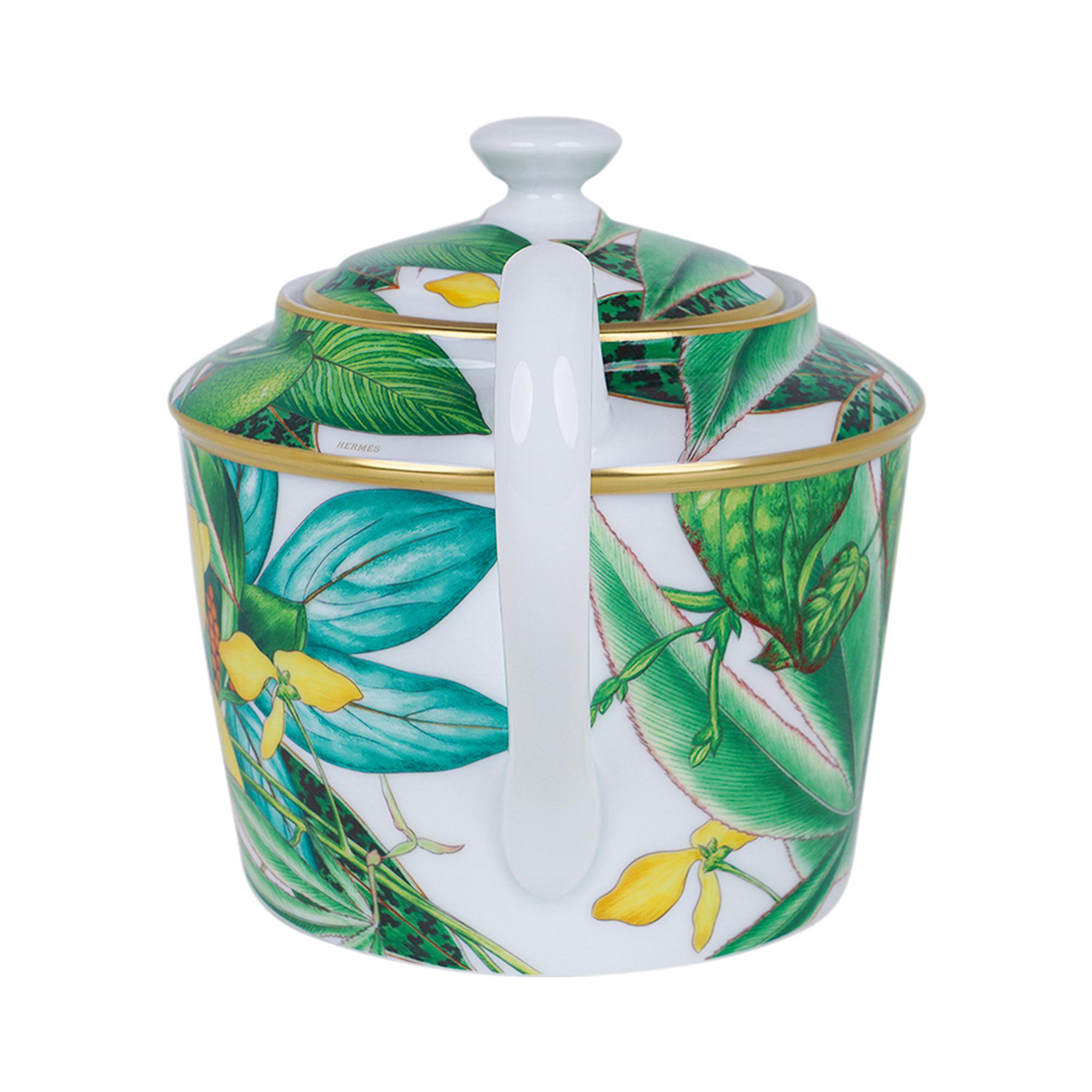 Hermes Passifolia Teapot Limoges Porcelain New w/Box 1