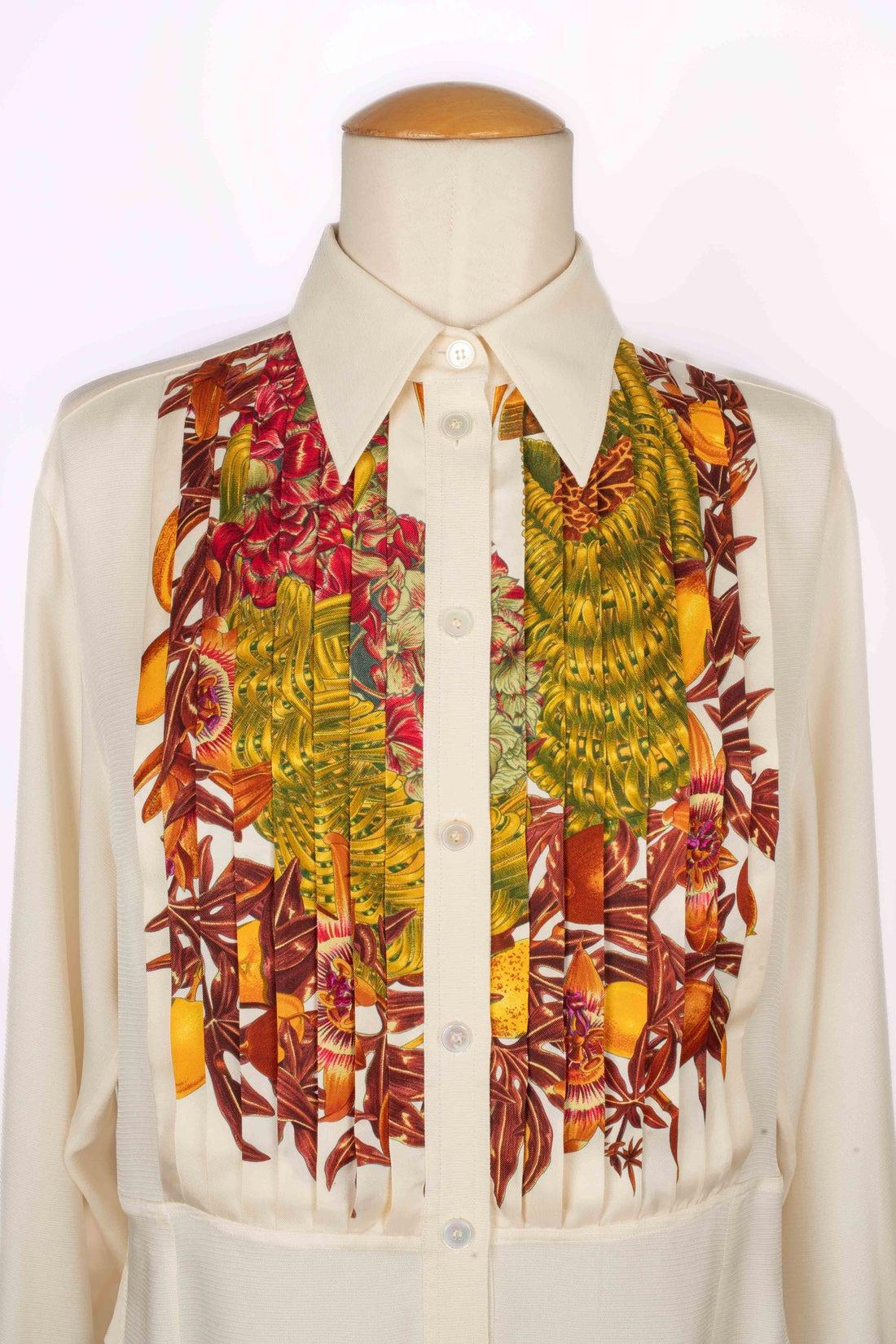 Women's Hermès 'Passion Flowers' Silk Blouse, 1996 For Sale