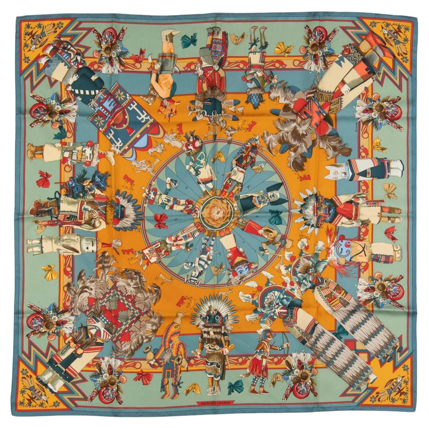 Sciarpa di seta Hermès Pastel Kachinas in vendita