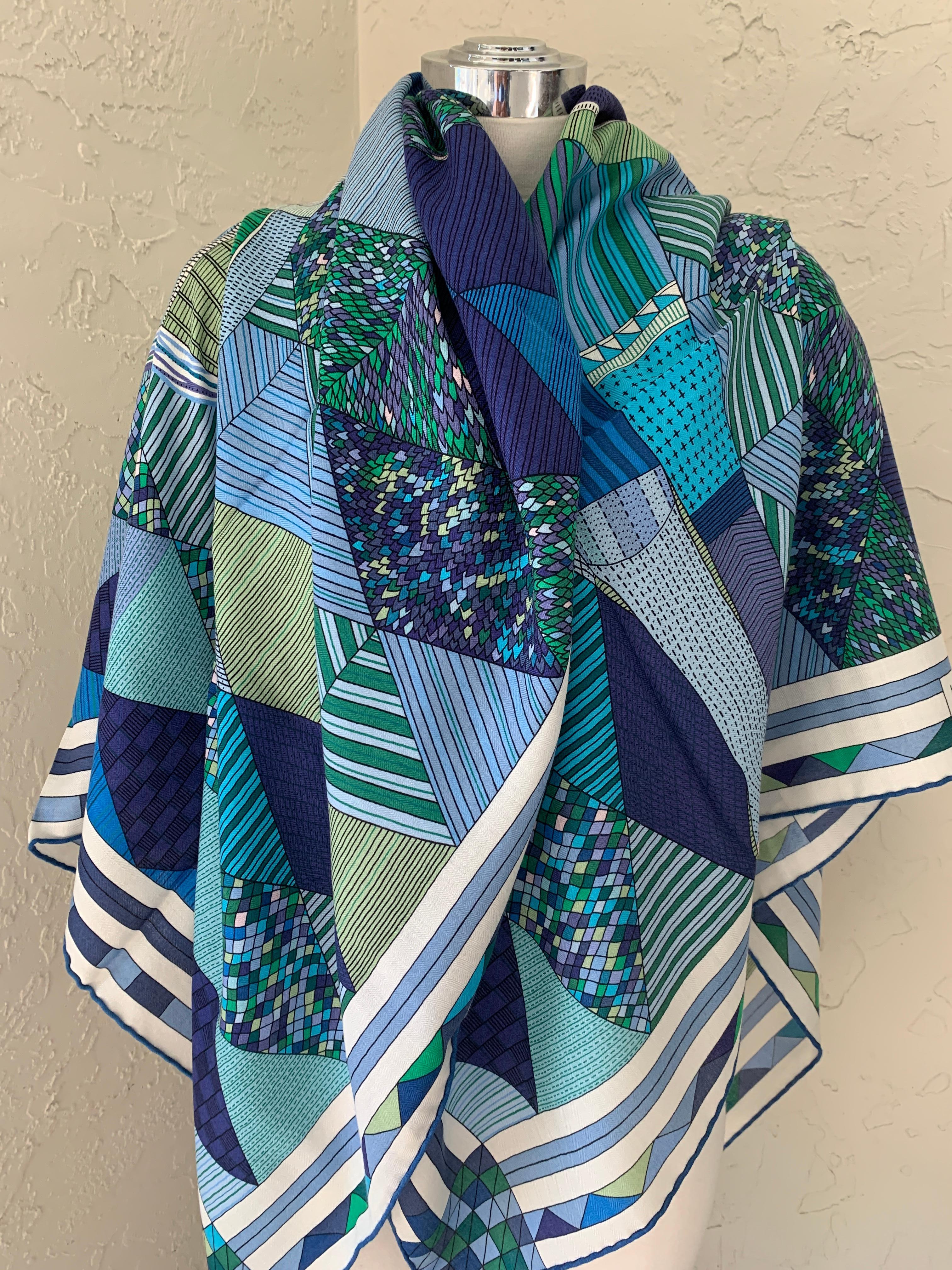 Hermes Cashmere Shawl/Scarf
Patchwork Horse Shawl
Designed by Nigel Peake
 
 
Cashmere shawl large 140cmShawl in cashmere and silk with hand-rolled edges (70% cashmere, 30 % silk).

Printed on our iconic cashmere and silk material, this giant scarf