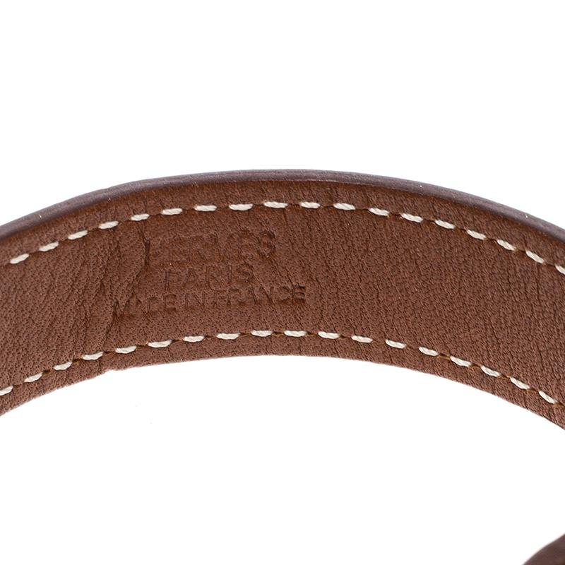 Women's Hermes Pavane Brown Leather Gold Plated Bracelet L