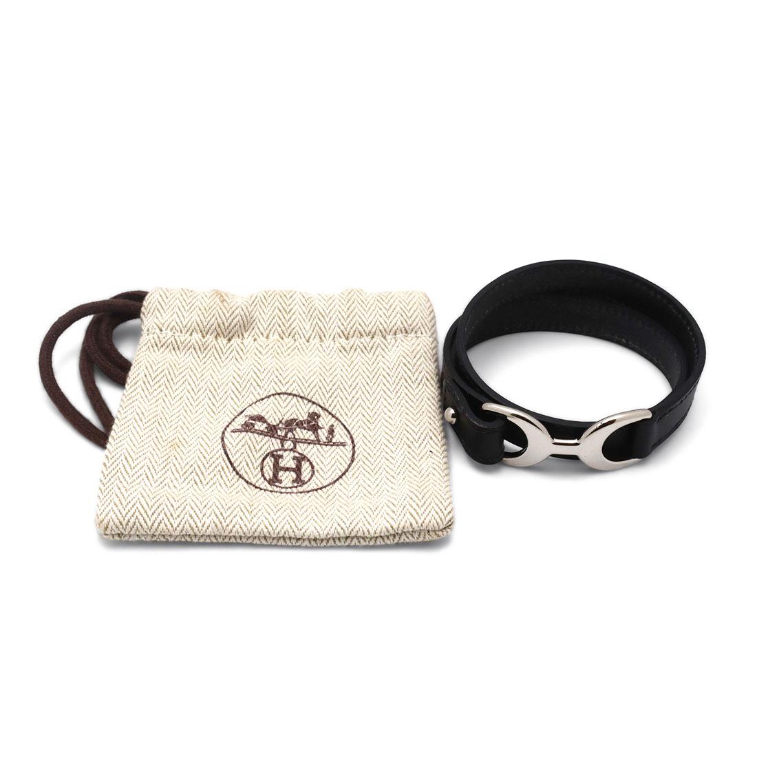 Hermès 'Pavane Double Tour' Leather Bracelet In Excellent Condition In New York, NY