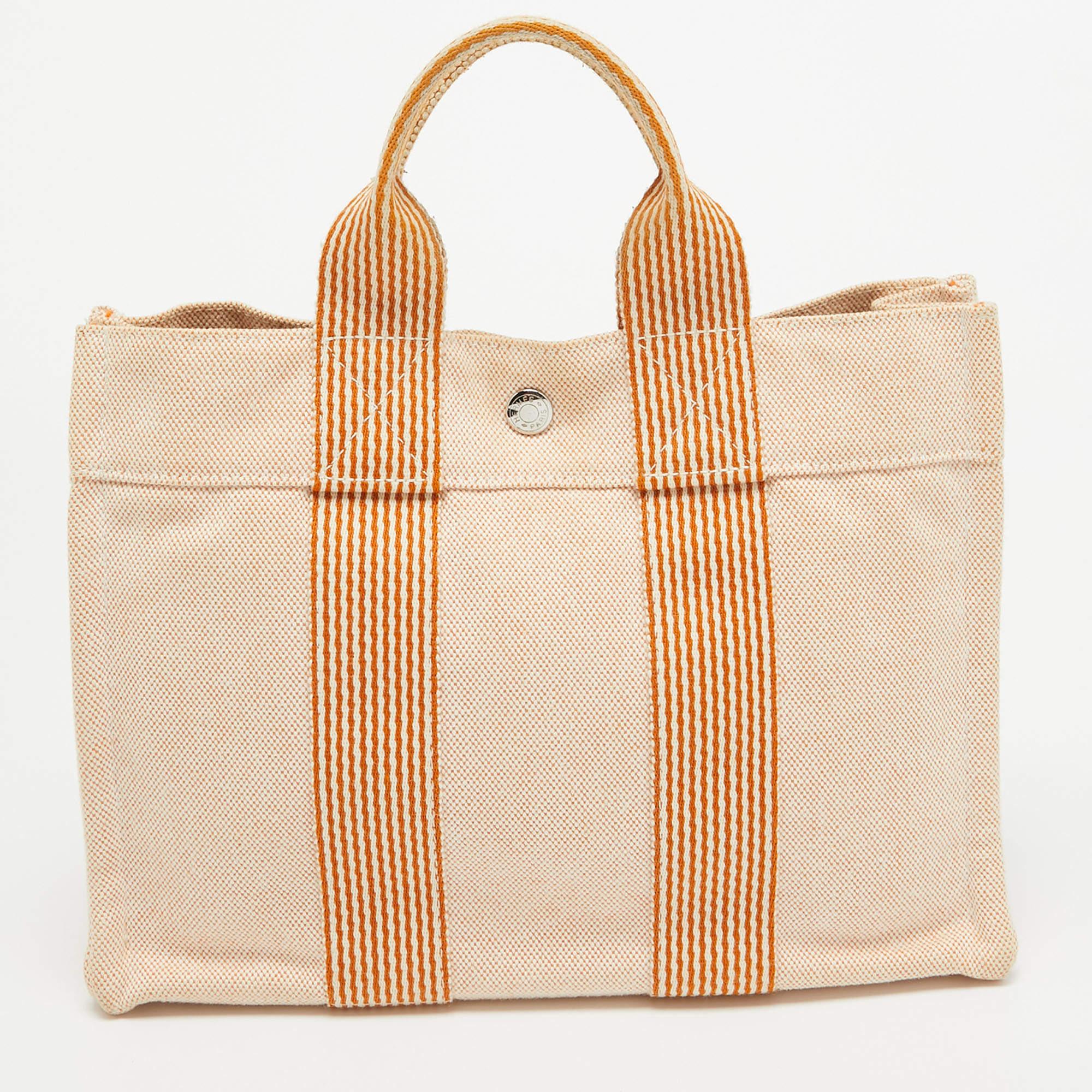 Women's Hermes Peach Canvas Fourre Tout PM Bag