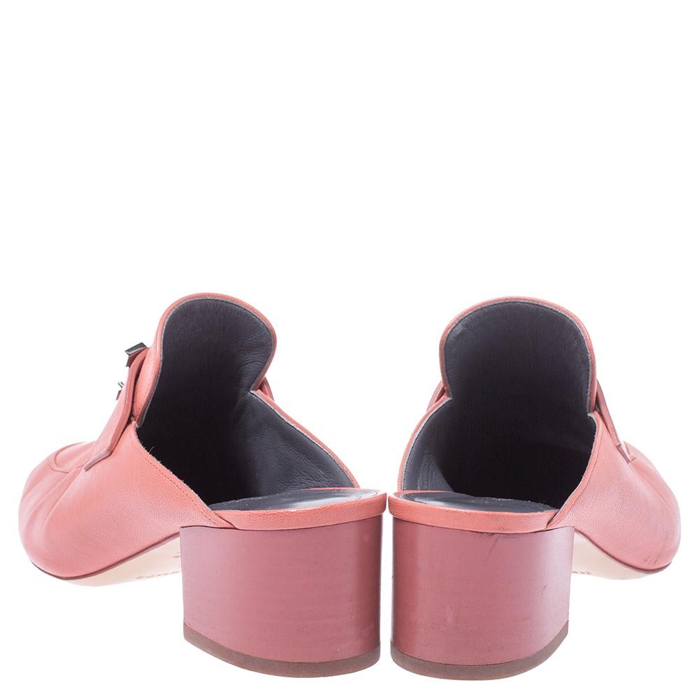 Women's Hermes Peachy Pink Leather Trocadero Mule Sandals Size 36