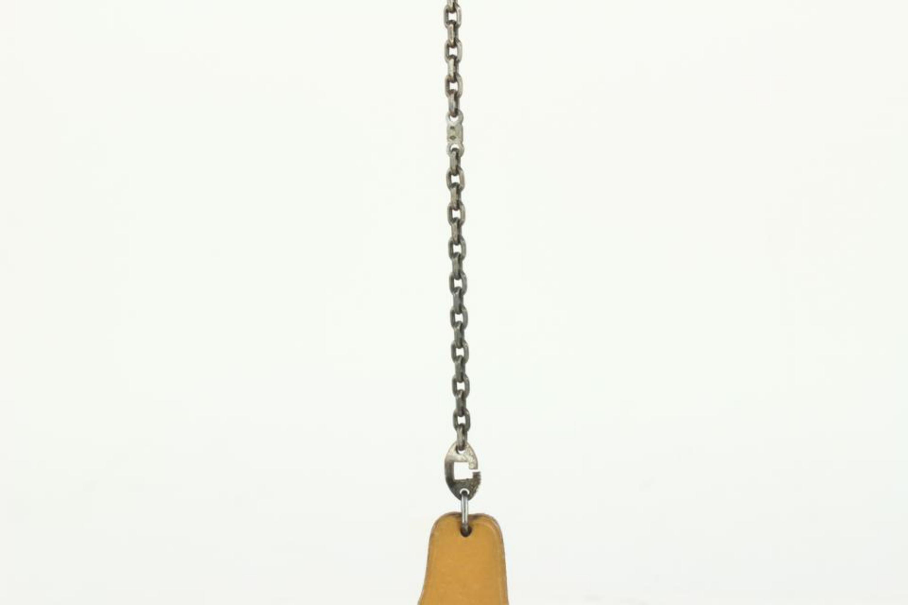 Brown Hermès Pear Tan Leather Silver Bag Charm 1020h37 For Sale