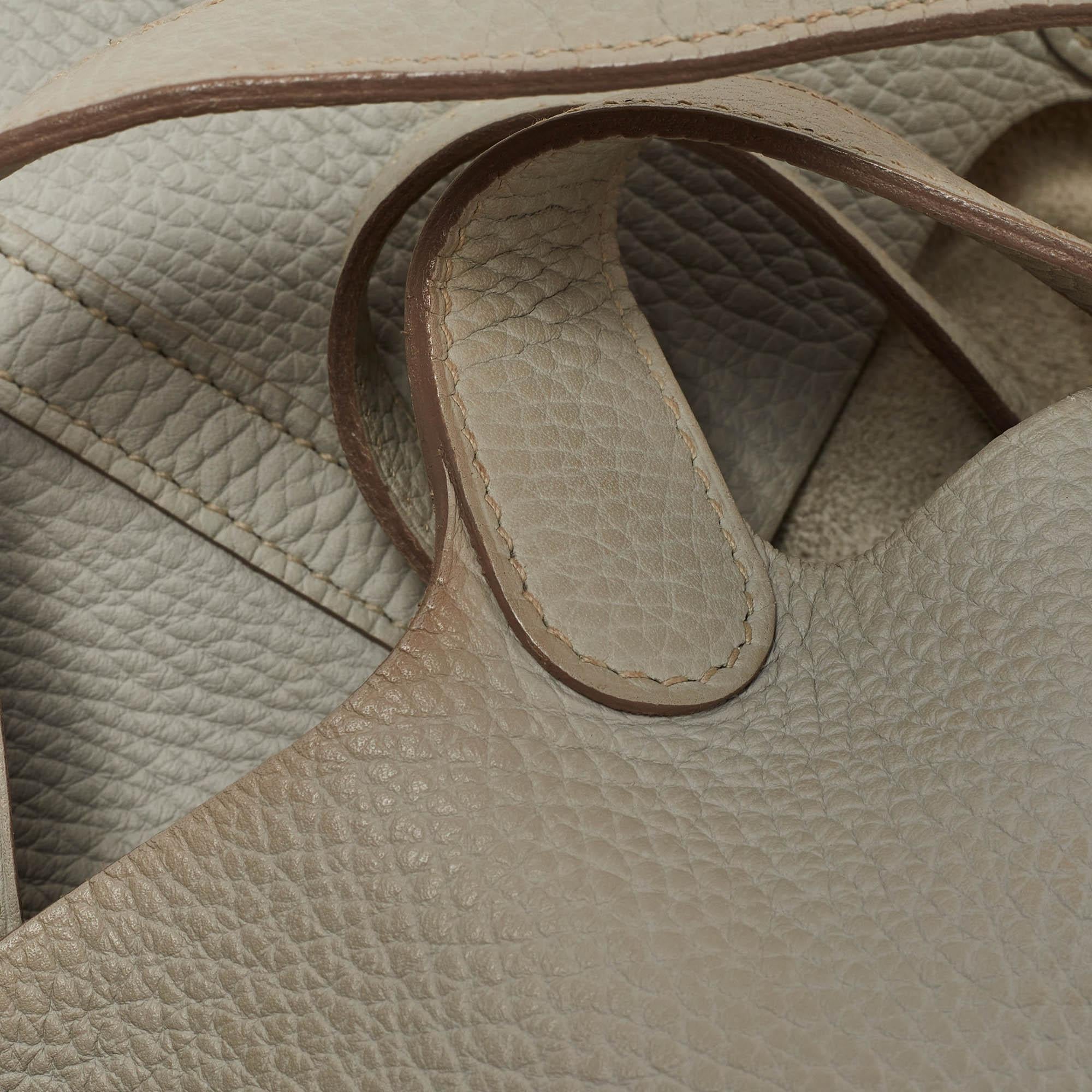 Hermes Pearl Grey Taurillon Clemence Leather Picotin Lock 22 Bag 1