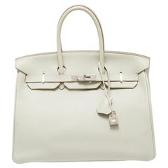 Hermes Pearl Grey Togo Leather Palladium Finish Birkin 35 Bag