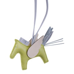 Hermes Pegase Rodeo Pegase PM Bag Charm Jaune Bourgeon/ Bleu Brume/ Nata