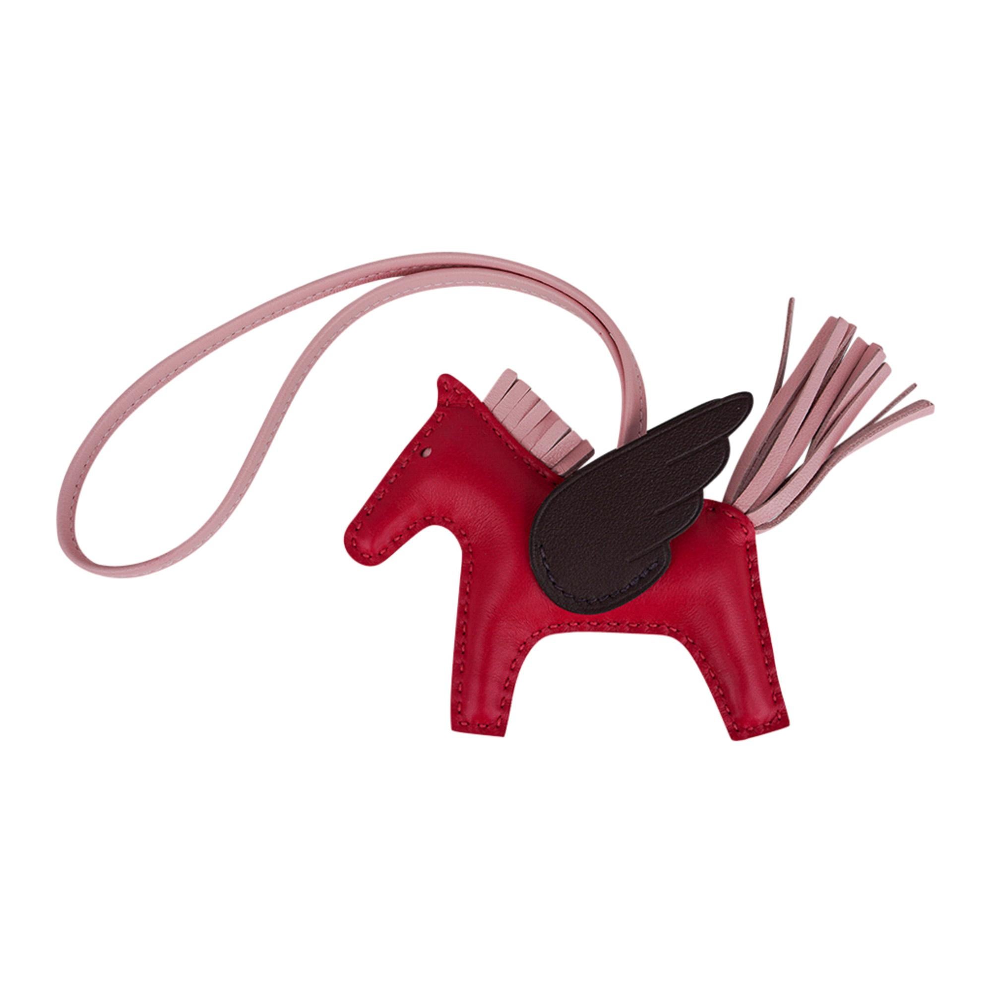 Hermes Pegase Rodeo PM Bag Charm Framboise Rouge Sellier and  Rose Sakura In New Condition For Sale In Miami, FL