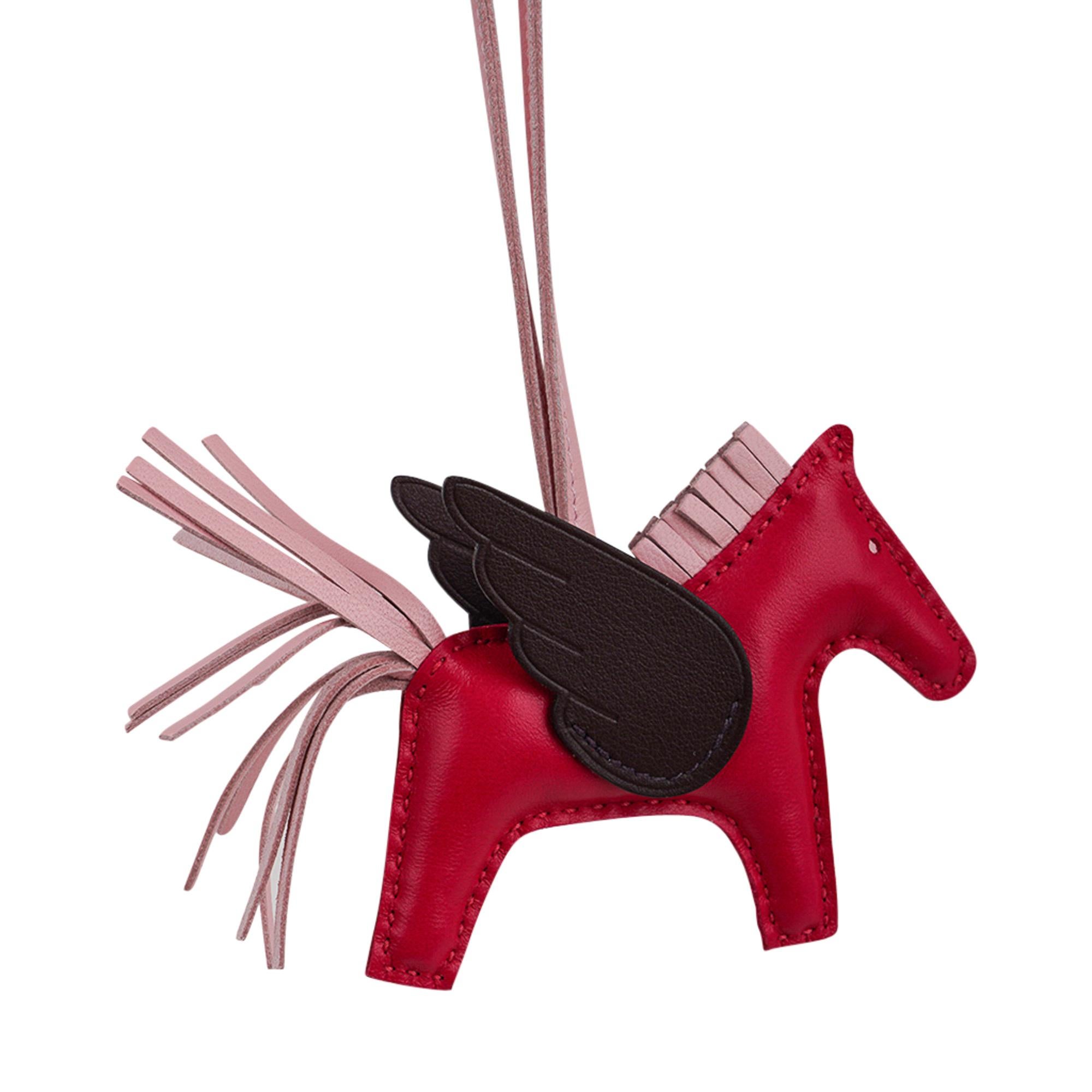 Hermes Pegase Rodeo PM Bag Charm Framboise Rouge Sellier and  Rose Sakura For Sale 2